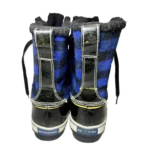 Skechers Waterproof Thinsulate Insulation Plaid Lace Up Rain Boots Women's 10 - Picture 4 of 9